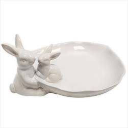 Tác zajíci porcelán 20,5cm bílá - velkoobchod, dovoz květin, řezané květiny Brno