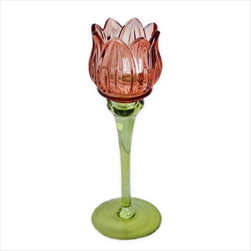 Svícen květ sklo 21,5cm oranž - velkoobchod, dovoz květin, řezané květiny Brno