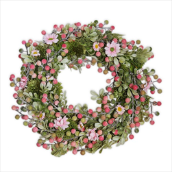 Věnec PE květy 31cm růžová - velkoobchod, dovoz květin, řezané květiny Brno