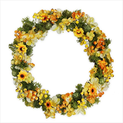 Věnec PE květy 39cm žlutá - velkoobchod, dovoz květin, řezané květiny Brno