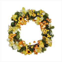Věnec PE květy 29cm žlutá - velkoobchod, dovoz květin, řezané květiny Brno
