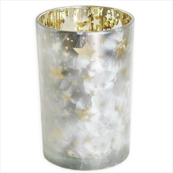 Svícen sklo pr.12V18cm bílá/zlatá - velkoobchod, dovoz květin, řezané květiny Brno