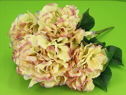 Hortenzie kytice umělá 50cm žlutá - velkoobchod, dovoz květin, řezané květiny Brno