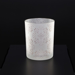 Svícen sklo pr.7,3 v.8cm bílá/růžová - velkoobchod, dovoz květin, řezané květiny Brno