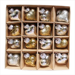 Srdce baňky sklo 16ks/4cm antique - velkoobchod, dovoz květin, řezané květiny Brno