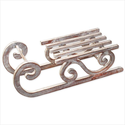 Sáňky dřevo 50x17cm bílá patina - velkoobchod, dovoz květin, řezané květiny Brno