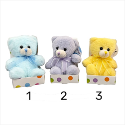 Medvídek plyšový 12 cm sedící s mašlí 3 barvy - velkoobchod, dovoz květin, řezané květiny Brno