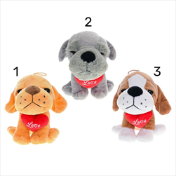 Pes plyšový sedící 15 cm se srdíčkem 3 barvy - velkoobchod, dovoz květin, řezané květiny Brno