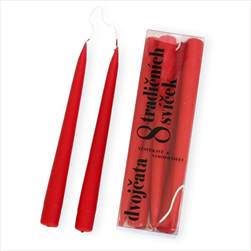 Svíčka KÓNICKÁ 22 x 240 mm/8 ks ČERVENÁ - velkoobchod, dovoz květin, řezané květiny Brno