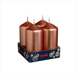 Svíčka VÁLEC 40 x 80 mm/4 ks LAK MĚDĚNÁ - velkoobchod, dovoz květin, řezané květiny Brno