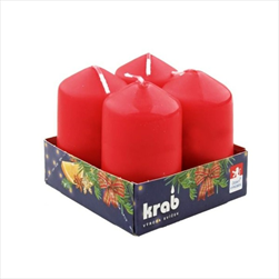 Svíčka VÁLEC 40 x 80 mm/4 KS KTM ČERVENÁ - velkoobchod, dovoz květin, řezané květiny Brno