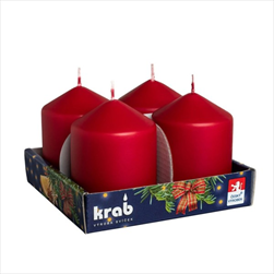 Svíčka válec 60 x 80 mm/4 ks mat bordó - velkoobchod, dovoz květin, řezané květiny Brno