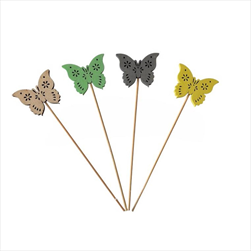 DO Motýl dřevo 8x25cm zápich mix  - velkoobchod, dovoz květin, řezané květiny Brno