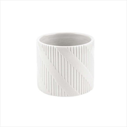 Obal keramický bílý pruhy pr.8/v.7cm  - velkoobchod, dovoz květin, řezané květiny Brno
