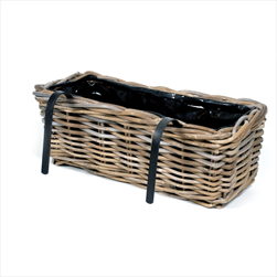 Truhlík s háčkem kubu ratan/kov 62cm - velkoobchod, dovoz květin, řezané květiny Brno