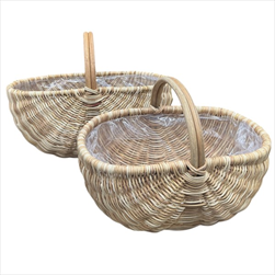 Koš s uchem S/2 49x30x35; 39x23x30 cm natural  - velkoobchod, dovoz květin, řezané květiny Brno