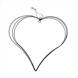Srdce kovové závěs 40 x 40 x 16 cm černé - velkoobchod, dovoz květin, řezané květiny Brno