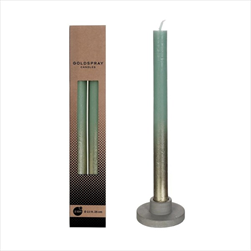 Svíčka Dinner pr.2,1/v.25cm s/2 eukalyptus/zlatá - velkoobchod, dovoz květin, řezané květiny Brno