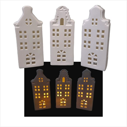 Domek svítící bílý 3 druhy 15 x 6 cm - velkoobchod, dovoz květin, řezané květiny Brno