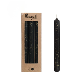 Svíčka dekor mramor pr. 2,2/v. 20 cm 3 ks černá - velkoobchod, dovoz květin, řezané květiny Brno