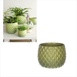 Obal keramický Bubbles pr. 8,5/v. 6 cm zelený - velkoobchod, dovoz květin, řezané květiny Brno