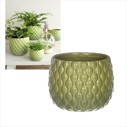 Obal keramický Bubbles pr. 13,5/v. 11 cm zelený - velkoobchod, dovoz květin, řezané květiny Brno