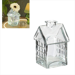 Domeček skleněný  váza/svícen 7,5 x 12 cm - velkoobchod, dovoz květin, řezané květiny Brno