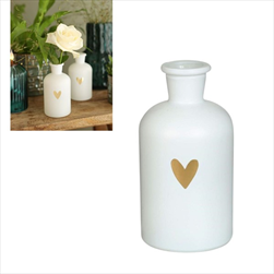 Vázička bílá se zlatým srdíčkem pr. 7/v. 12 cm - velkoobchod, dovoz květin, řezané květiny Brno