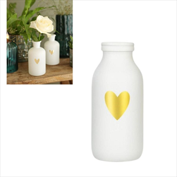 Vázička bílá se zlatým srdíčkem pr. 4,8/v. 10,4 cm - velkoobchod, dovoz květin, řezané květiny Brno