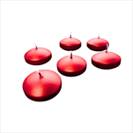 Svíčka plovoucí čočka 50x25mm/6ks metal červená - velkoobchod, dovoz květin, řezané květiny Brno