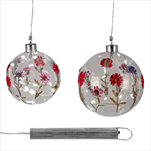 Koule sklo-sušený květ pr.12cm LED - velkoobchod, dovoz květin, řezané květiny Brno