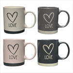 Hrnek se srdcem Love 360 ml 4 druhy - velkoobchod, dovoz květin, řezané květiny Brno