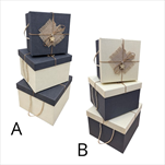 Krabička papír kvadrátová S/3 šedá/krémová - velkoobchod, dovoz květin, řezané květiny Brno