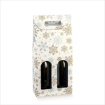 Krabice papírová na 2 láhve 18 x 9 x 38,5cm bílá s vločkou - velkoobchod, dovoz květin, řezané květiny Brno