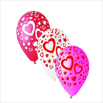Balónek latex potisk srdce 30 cm - barevný mix - velkoobchod, dovoz květin, řezané květiny Brno