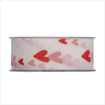 Stuha LINO CUORI 40 mm/20 m bílá srdce - velkoobchod, dovoz květin, řezané květiny Brno