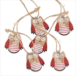 Dřevo sova 2,7x3,4cm/6ks červená - velkoobchod, dovoz květin, řezané květiny Brno