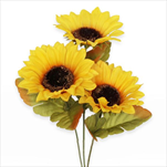 Slunečnice kytice umělá x3/30cm - velkoobchod, dovoz květin, řezané květiny Brno