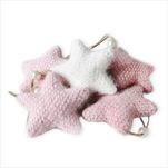 Hvězdy závěs textil 6ks/6,5cm růžová/bílá - velkoobchod, dovoz květin, řezané květiny Brno