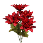 Jiřina kytice textil x5/40cm červená - velkoobchod, dovoz květin, řezané květiny Brno