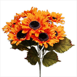 Slunečnice kytice textil x10/42cm oranžová - velkoobchod, dovoz květin, řezané květiny Brno
