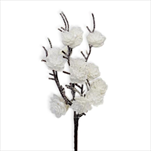 Větvička šišk.růže pvc 33cm bílá - velkoobchod, dovoz květin, řezané květiny Brno