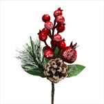 Větvička vánoční pvc 22cm červená - velkoobchod, dovoz květin, řezané květiny Brno