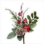 Vánoční zápich 16cm textil/pvc  červená - velkoobchod, dovoz květin, řezané květiny Brno