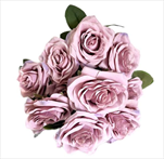 Růže kytice textil x10/45cm sv.fialová - velkoobchod, dovoz květin, řezané květiny Brno