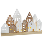 Domky dřevo/kov/LED 24cm - velkoobchod, dovoz květin, řezané květiny Brno