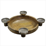 Adventní svícen kov/dřevo pr.32cm - velkoobchod, dovoz květin, řezané květiny Brno