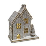 Domek svícen LED keramika 13,5cm - velkoobchod, dovoz květin, řezané květiny Brno