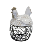 Slepice dóza porcelán/kov 14,4cm - velkoobchod, dovoz květin, řezané květiny Brno