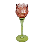 Svícen květ sklo 21,5cm oranž - velkoobchod, dovoz květin, řezané květiny Brno